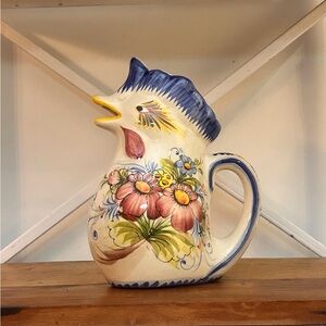 Vintage Ceramic Portuguese Rooster Pitcher